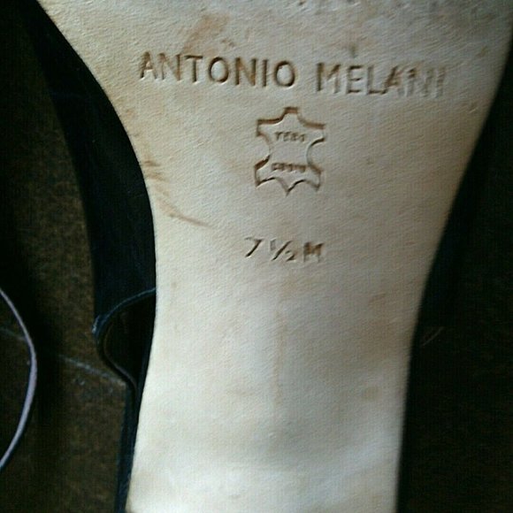 Antonio Melani Women's Glove Fit Black Leather Square Toe Ankle Strap Heels Bows - Picture 11 of 16